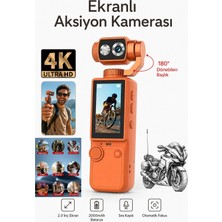 Prepare Vlog Kamera 4K Ultra Hd Mini Aksiyon Kamerası 2.0 Inç Ekranlı Mikrofon Destekli Oto Fokus Özellikli 180° Döner Başlıklı