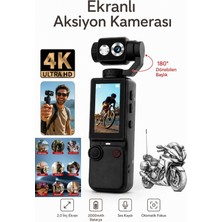 Prepare Vlog Kamera 4K Ultra Hd Mini Aksiyon Kamerası 2.0 Inç Ekranlı Mikrofon Destekli Oto Fokus Özellikli 180° Döner Başlıklı