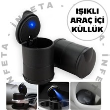 İnfeta 1 Adet Araç Içi Işıklı Küllük Kapaklı Kokusuz Işıklı Araba Küllüğü Oto Küllük