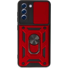 SBN - Store Samsung Galaxy S21 Fe Kılıf Pars Lens Yüzüklü Silikon - Kırmızı