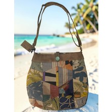 Old Cotton Cargo Vintage Salaş Çok Renkli Organik Disayn Cotton Günlük Omuz Plaj Çantası 32X32,5CM
