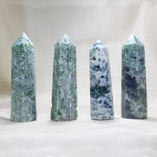 Ilgın Doğal Taş Takı Yosunlu Akik Prizma Kaya | Obelisk Yosunlu Akik