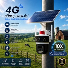 Umsn 3X4MP (4+4+4) | Güneş Panelli Kamera | 4g Sim Kartlı | 360° 10X Zoom | Akıllı Güvenlik Kamerası