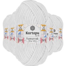 Kuzgun Ticaret 5 Adet Yumurcak Kadife El Örgü Ipi Kar Beyaz K010