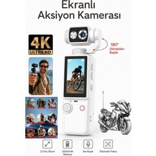 Prepare Vlog Kamera 4K Ultra Hd Mini Aksiyon Kamerası 2.0 Inç Ekranlı Mikrofon Destekli Oto Fokus Özellikli 180° Döner Başlıklı