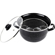 Kuzgun Ticaret Emaye Kızartma Tenceresi Siyah Kırçıllı 24 cm ROYALEKS-69115