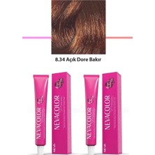 Kuzgun Ticaret 2 Li Set Premium 8.34 Açık Dore Bakır - Kalıcı Krem Saç Boyası 2 x 50 G Tüp