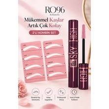RO96 Kaş Şablonu 8 Farklı Model + Sky High Burgundy Haze Maskara Kombini