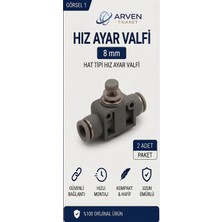 Pemaks Hat Tipi Hız Ayar Valfi 8 mm Pnömatik Hat Tipi Hız Ayar Valfi - 2 Adet