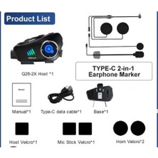 Eco Port Q28 2x 2 Eşleşmeli Motosiklet Kask Bluetooth Kulaklık 1080P Kamera Su Geçirmez Intercom