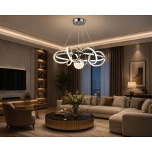 Osc Home Modern LED Avize Kumandalı 3 Renk Işık Krom Kasa