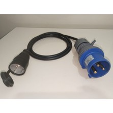 Kırkdabir Kauçuk Ups Kapaklı Priz ve Cee Norm 3/32A Fişli 3x2,5mm Kauçuk H05RR-F Adaptör Kablo
