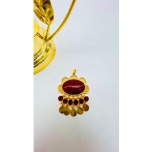 Zümra Store Otantik Altın Kaplama Bordo Kolye Ucu