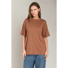 Lovely Things Ina Basic Oversıze Tişört Üst Giyim Pijama Üstü - Kiremit