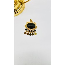 Zümra Store Otantik Altın Kaplama Siyah Kolye Ucu