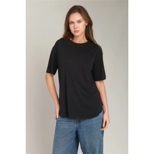 Lovely Things Adele Basic Dikişsiz Tişört Üst Giyim Pijama Üstü - Siyah