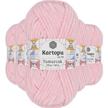 Kuzgun Ticaret 5 Adet Yumurcak Kadife El Örgü Ipi Bebe Pembe K768