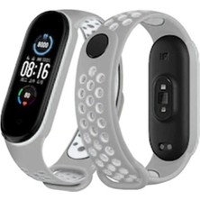 Kuzgun Ticaret Xiaomi Mi Band 4 Spor Delikli Kordon - Gri-Beyaz