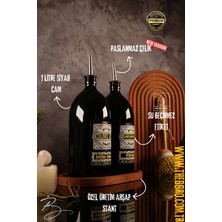 TheBRo 1lt Ahşap Stantlı  Vintage Black Edition Zeytinyağı Şişesi, Ayçiçek Yağı ŞişesiYağdanlık