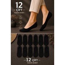 CK Socks 12 Çift Siyah Kadın Babet Çorap | Pamuklu, Nefes Alan, Terletmeyen, Görünmez Çorap