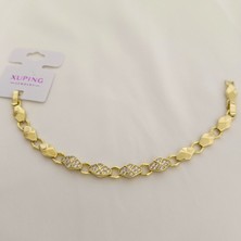 Zennemor Xuping Vıp Kaliteli Antialerjik 14K Altın Kaplamalı Altıgen Tasarımlı Zirkon Taşlı Gold Bileklik