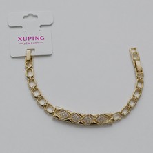Zennemor Xuping Vıp Kaliteli Antialerjik 14K Altın Kaplamalı Baklava Dilimi Motifli Zirkon Taşlı Gold Bileklik