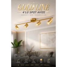 Elvora Home Eskitme (Premium) Gold Line 4’lü Spot Sarkıt Ledli 48W Avize Metal Gövde Uyumlu Gold Salon Mutfak Koridor Tavan Aydınlatma Avizesi Modelleri