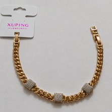 Zennemor Xuping Vıp Kaliteli Antialerjik Küp Kare Zirkon Taşlı Gurmet Zincirli Rose Gold Bileklik