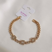 Zennemor Xuping Vıp Kaliteli Antialerjik Üç Baget Kesimli Zirkon Taşlı Kraliyet Rose Gold Bileklik