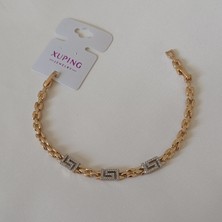 Zennemor Xuping Vıp Kaliteli Antialerjik Üç Kare Labirent Motifli Zirkon Taşlı Rose Gold Bileklik