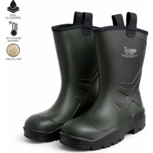 PU Kısa Çizme - İçi Yünlü -  Kaymaz Taban - Alaska - Haki - 43