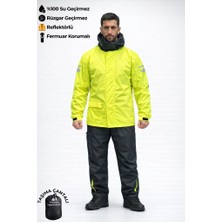 Alt Üst Takım Yağmurluk - Premium Motorcu Yağmurluk - Sarı/Siyah - XXL