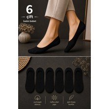 CK Socks 6 Çift Siyah Kadın Babet Çorap | Pamuklu, Nefes Alan, Terletmeyen, Görünmez Çorap