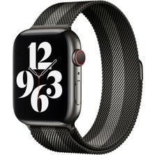 Marsilyan Apple Watch 38MM Metal Mıknatıslı Kordon - Siyah-Beyaz
