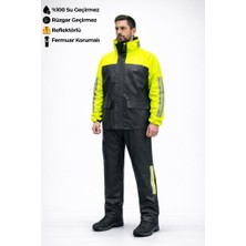 Alt Üst Takım Yağmurluk - Motorcu Yağmurluk - Sarı/Siyah - L