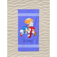 Leva Home Sonic Desenli Pamuklu Dijital Baskılı Erkek Çocuk Plaj Sahil Deniz Havlusu