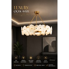 Elvora Home Modern (Premıum) Luxury Gold Çiçek Tasarımlı Sarkıt  Avize Ledli 48W Salon Oturma Odası Yatak Odası Avizesi Modelleri