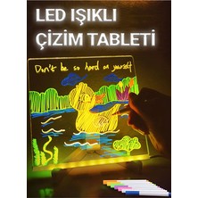 Magicway LED Işıklı Yazı Çizim Boyama Tahtası Neon Işıklı Eğitici Çocuk Çizim Tahtası Ayarlanabilir Stant ve Keçeli Kalem Hediyeli