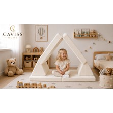 Caviss Home Luna Modüler Funkids Çocuk Oyun Koltuğu, Modüler Katlanır Yatak ve Oyun Minderi Seti, Süngerli Güvenli Çocuk Kanepe
