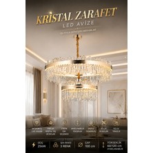 Elvora Home Modern (Premıum) Kristal Taşlı Gold Ledli 256W Avize 3 Renk Ayarlı Lüks Salon Yemek Odası Oturma Odası Avizesi Modelleri
