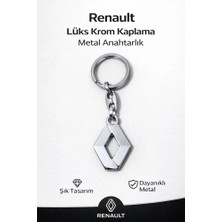 Stilix Garage Yüksek Kaliteli Renault Logolu Lüks Krom Kaplama Oto Anahtarlığı Şık Hediyelik Araç Aksesuar 1 Adet