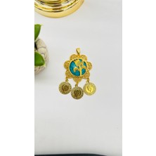 Zümra Store Otantik Altın Kaplama Turkuaz Tasarım  Kolye Uc