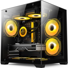Atheron Eagle Panoramik Micro Atx Gaming Kasa | 3X120MM Argb Fan | 9 Port Pwm Argb Kontrolcü | Temperli Cam | Siyah