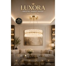 Elvora Home Modern (Premium) Kristal Sarkıt Avize Gold Kasa Üç Renk Ledli 88W Lüks Salon Yemek Odası Oturma Odası Avizesi Modelleri