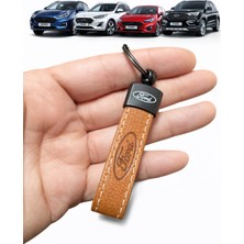 Stilix Garage Ford Ile Uyumlu Anahtarlık Suni Deri Kahverengi 7,5*2,5 cm 1 Adet
