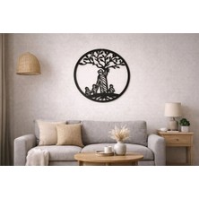 Arlia Design Ahşap Yaşam Ağacı Duvar Dekoru Siyah 3 mm Mdf 40 cm