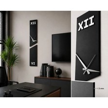 Arlia Design Modern Dekoratif Duvar Saati 20 x 100 cm / Siyah Beyaz 5 mm Mdf / Sessiz Mekanizmalı Salon ve Ofis Saati