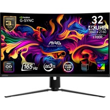 MSI Msı 31.5" Mag 321CUP Qd-Oled 0.03MS 165HZ Hdmı-Dp Kavisli Gaming Monitör 3840X2160