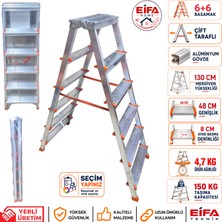 Eifa 6+6 Basamaklı Alüminyum Çift Çıkışlı Katlanır Merdiven Turuncu