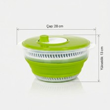 Allians Katlanabilir Salata Kurutucu - Süzgeç ve Kase Seti - 3’ü 1 Arada 4.5 Litre Yeşil - Mutfak Düzeni Için Pratik ve Düzenli Çözüm
